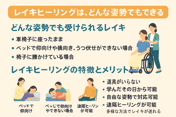 レイキヒーリングは、どんな姿勢でもできる2